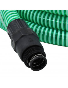 Tubo di Aspirazione con Raccordi in Ottone Verde 1" 7 m PVC