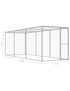 Gabbia per Gatti 4,5x1,5x1,5 m in Acciaio Zincato