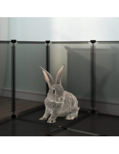 Gabbia per Piccoli Animali Nera 144x74x46,5 cm in PP e Acciaio