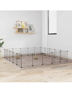 Gabbia per Animali 20 Pannelli con Porta Nera 35x35 cm Acciaio