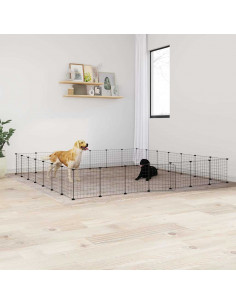 Gabbia per Animali 28 Pannelli con Porta Nero 35x35 cm Acciaio