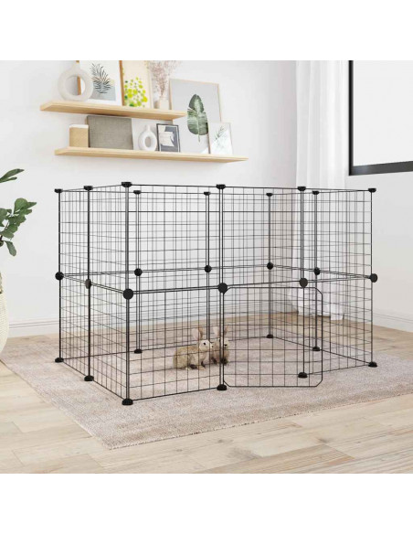Gabbia per Animali 20 Pannelli con Porta Nera 35x35 cm Acciaio