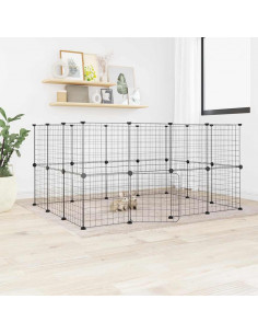 Gabbia per Animali 28 Pannelli con Porta Nero 35x35 cm Acciaio
