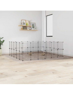 Gabbia per Animali 44 Pannelli con Porta Nera 35x35 cm Acciaio