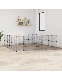 Gabbia per Animali 52 Pannelli con Porta Nero 35x35 cm Acciaio