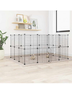 Gabbia per Animali 28 Pannelli con Porta Nero 35x35 cm Acciaio