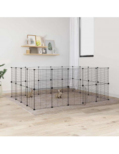 Gabbia per Animali 36 Pannelli con Porta Nera 35x35 cm Acciaio