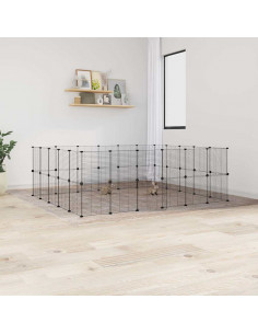 Gabbia per Animali 44 Pannelli con Porta Nera 35x35 cm Acciaio