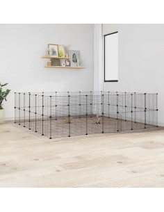 Gabbia per Animali 52 Pannelli con Porta Nero 35x35 cm Acciaio