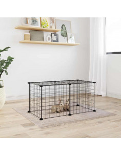 Gabbia per Animali Domestici 8 Pannelli Nero 35x35 cm Acciaio