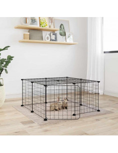 Gabbia per Animali 12 Pannelli con Porta Nero 35x35 cm Acciaio