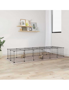 Gabbia per Animali 28 Pannelli con Porta Nero 35x35 cm Acciaio