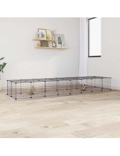 Gabbia per Animali 36 Pannelli con Porta Nera 35x35 cm Acciaio