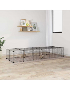 Gabbia per Animali 28 Pannelli con Porta Nero 35x35 cm Acciaio
