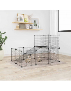 Gabbia per Animali 20 Pannelli con Porta Nera 35x35 cm Acciaio