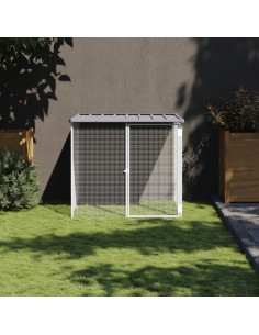 Gabbia Polli Tetto Grigio Chiaro 103x98x90 cm Acciaio Zincato