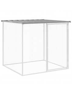 Gabbia Polli Tetto Grigio Chiaro 403x98x90 cm Acciaio Zincato