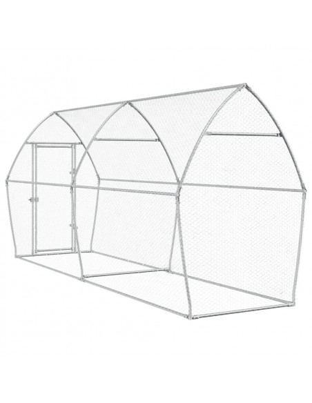 Gabbia per Polli Argento 400x105x182 cm in Acciaio Zincato