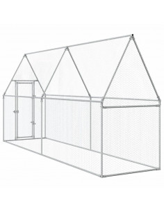 Gabbia per Polli Argento 400x100x190 cm in Acciaio Zincato