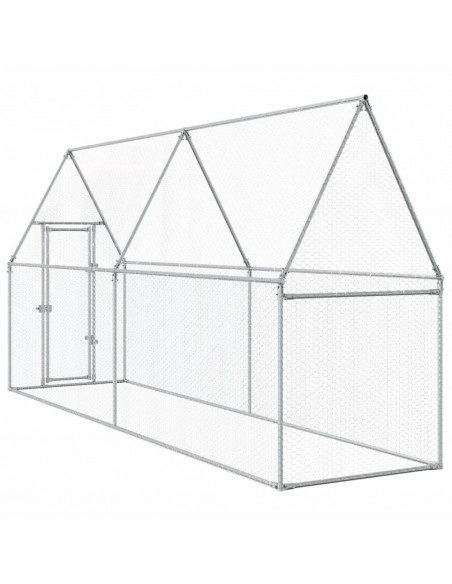 Gabbia per Polli Argento 400x100x190 cm in Acciaio Zincato