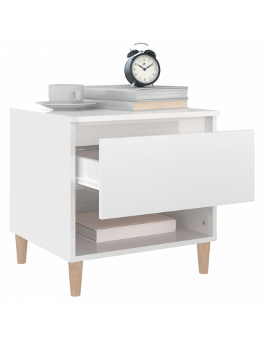 Comodini 2 pz Bianco Lucido 50x46x50 cm in Legno Multistrato