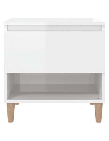 Comodini 2 pz Bianco Lucido 50x46x50 cm in Legno Multistrato