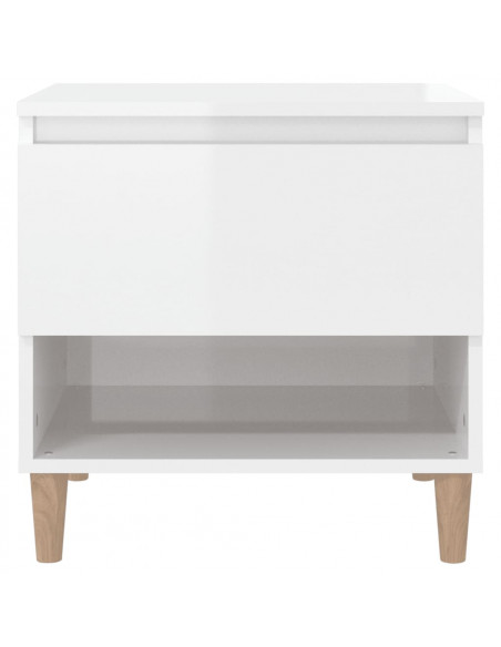 Comodini 2 pz Bianco Lucido 50x46x50 cm in Legno Multistrato