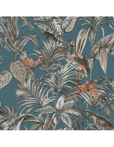 DUTCH WALLCOVERINGS Carta da Parati Bird-of-Paradise Blu