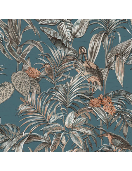 DUTCH WALLCOVERINGS Carta da Parati Bird-of-Paradise Blu