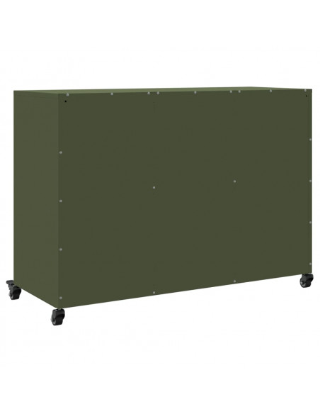 Credenza Verde Oliva 100,5x39x72 cm Acciaio Laminato a Freddo