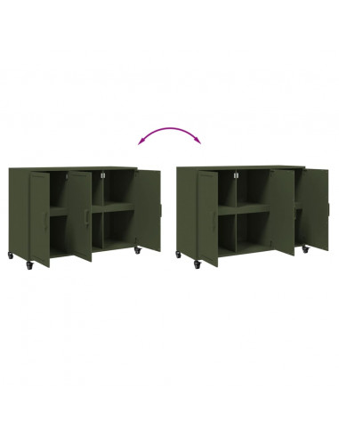 Credenza Verde Oliva 100,5x39x72 cm Acciaio Laminato a Freddo