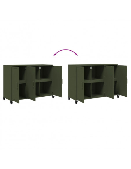 Credenza Verde Oliva 100,5x39x72 cm Acciaio Laminato a Freddo
