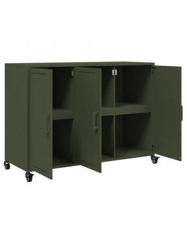 Credenza Verde Oliva 100,5x39x72 cm Acciaio Laminato a Freddo