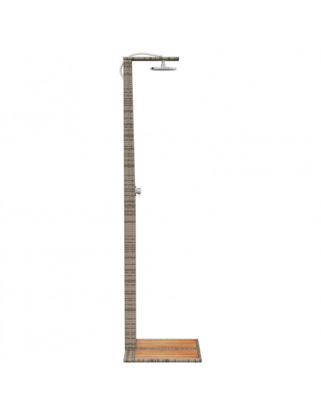 Doccia da Esterno Grigia 50x55x224 cm Polyrattan e Legno Acacia