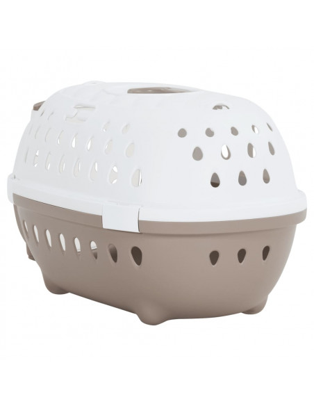 Trasportino Animali Domestici Bianco e Marrone 50x34,5x32 cm PP