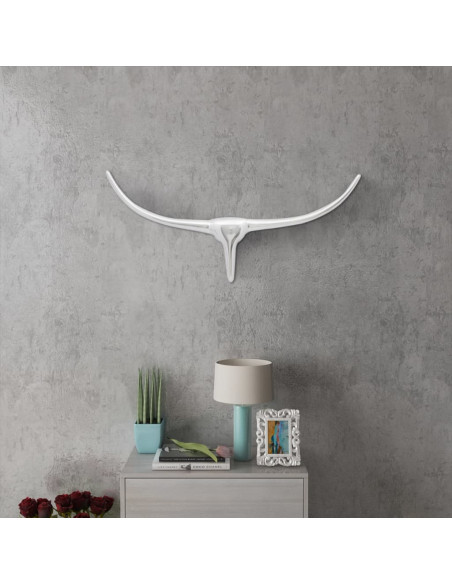 Decorazione da Parete Testa di Toro in Alluminio Argento 72 cm