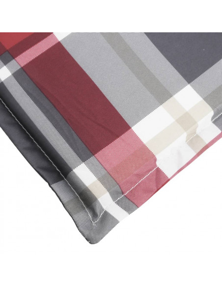 Cuscino per Lettino a Quadri Rossi 200x50x3cm Tessuto Oxford