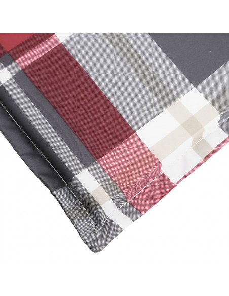 Cuscino per Lettino a Quadri Rossi 200x60x3 cm Tessuto Oxford