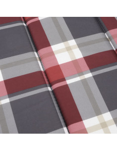 Cuscino per Lettino a Quadri Rossi 186x58x3cm in Tessuto Oxford