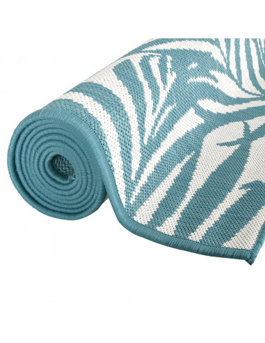 Tappeto da Esterno Aqua e Bianco 80x150 cm Design Reversibile