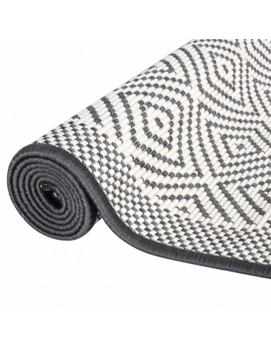 Tappeto da Esterno Grigio e Bianco 80x150 cm Design Reversibile