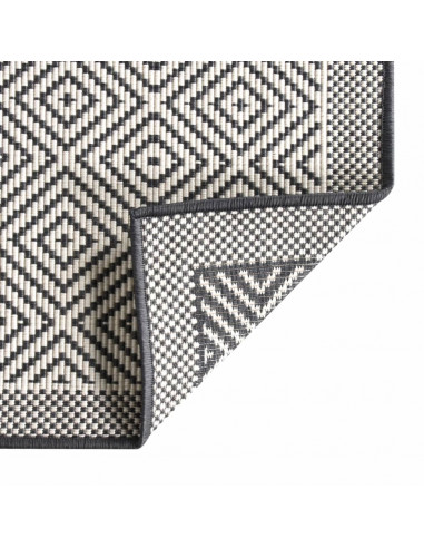 Tappeto da Esterno Grigio e Bianco 80x150 cm Design Reversibile