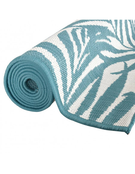 Tappeto da Esterno Aqua e Bianco 80x250 cm Design Reversibile