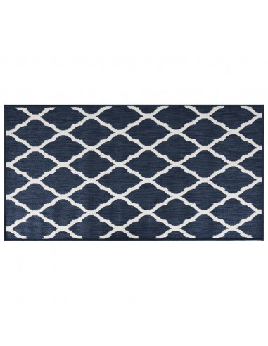 Tappeto da Esterno Navy e Bianco 80x150 cm Design Reversibile