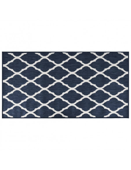 Tappeto da Esterno Navy e Bianco 80x150 cm Design Reversibile