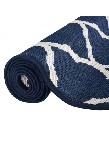 Tappeto da Esterno Navy e Bianco 80x150 cm Design Reversibile