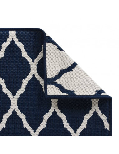 Tappeto da Esterno Navy e Bianco 80x150 cm Design Reversibile