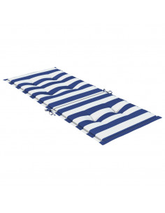 Cuscini Sedia Schienale Alto 4 pz Strisce Bianche e Blu Tessuto