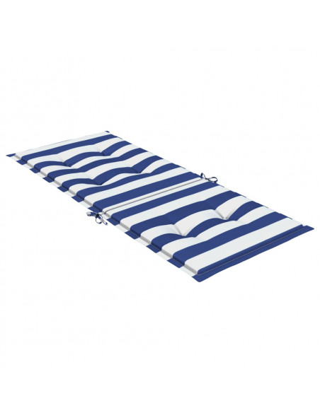 Cuscini Sedia Schienale Alto 4 pz Strisce Bianche e Blu Tessuto