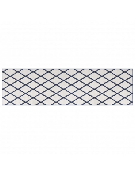 Tappeto da Esterno Navy e Bianco 80x250 cm Design Reversibile
